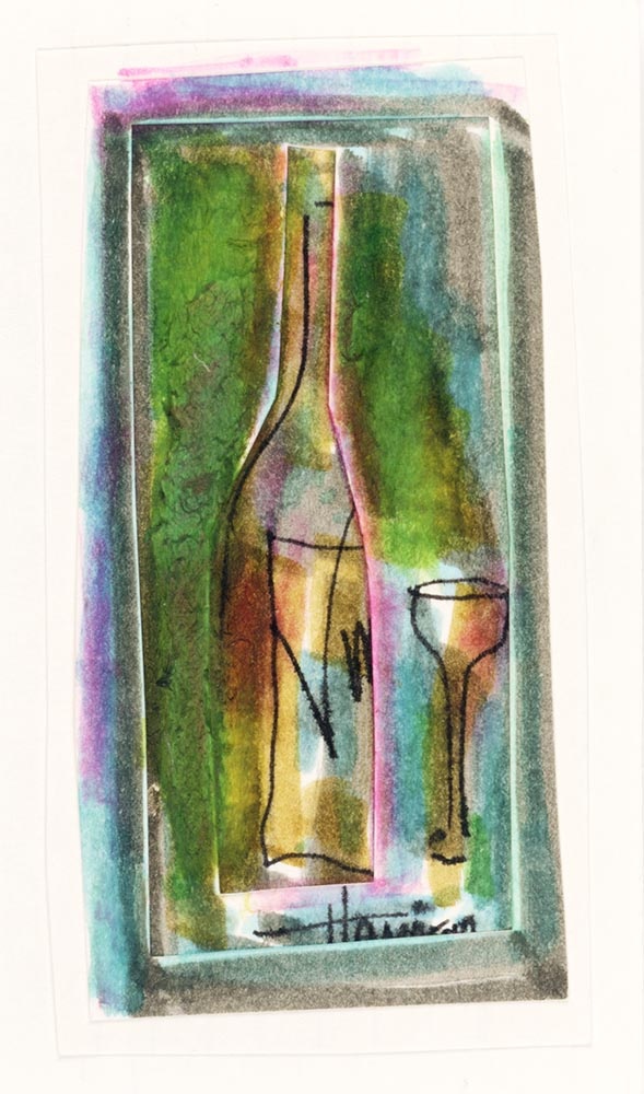Wine & Bottle Study for Stained Glass - artwork by Harrison Goldberg