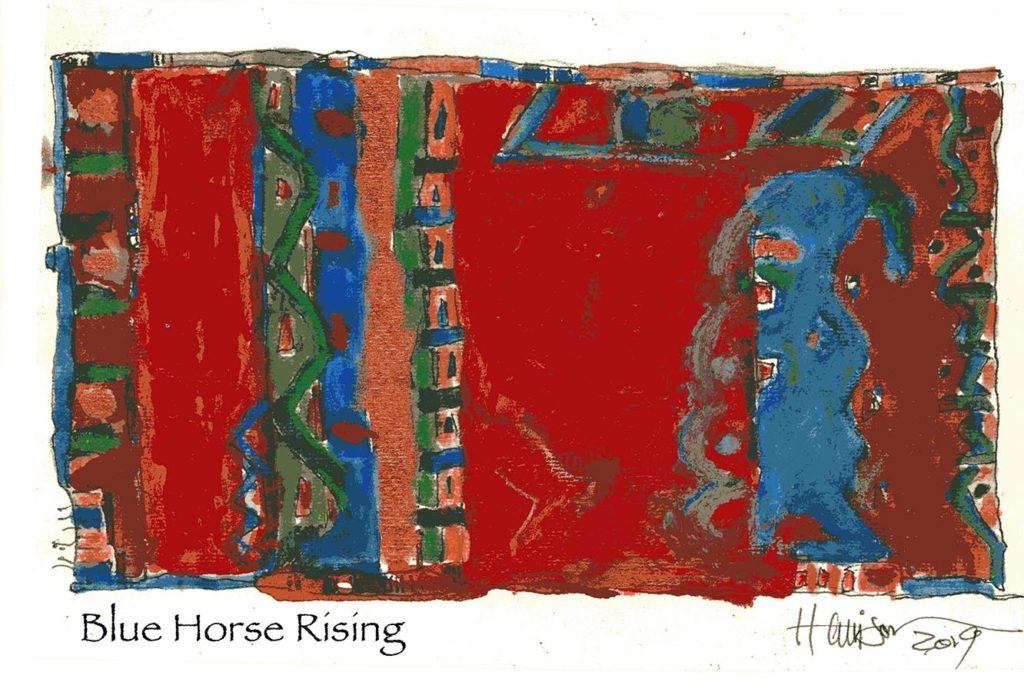 artwork by Harrison Goldberg - Blue Horse Rising