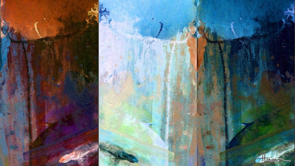 artwork by Harrison Goldberg - Three Views of a Waterfall