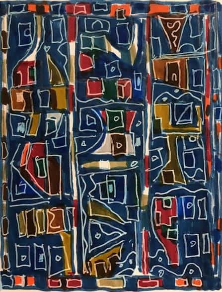 Study for a Medieval Tapestry - abstract painting by Harrison Goldberg
